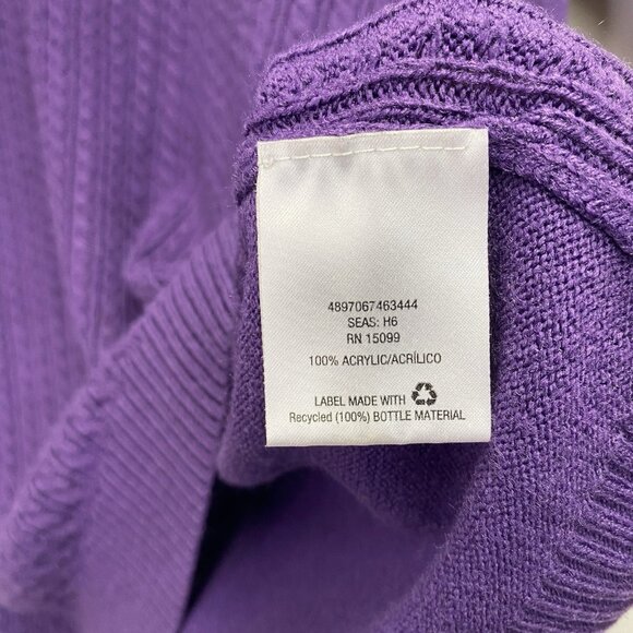 Laura Scott Cable Knit Henley Neck Pullover Sweater Women Size XL Purple Stretch - Picture 9 of 16